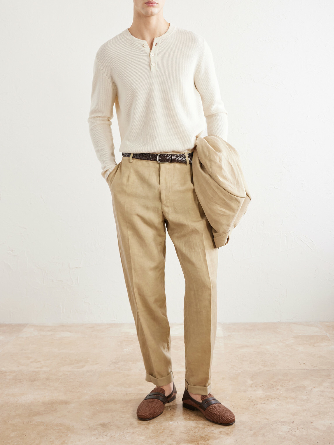 Dolce&Gabbana - Tapered Linen Trousers - Neutrals