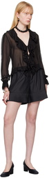 Bode Black Flounce Blouse