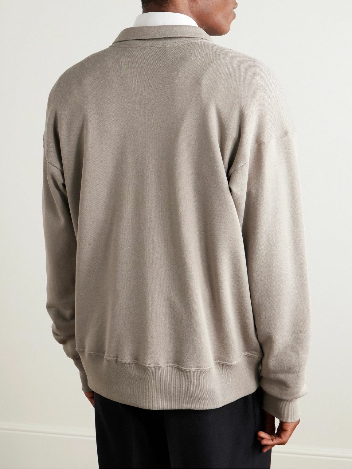 Kaptain Sunshine - Suvin Cotton-Jersey Half-Zip Sweatshirt - Brown