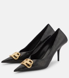 Balenciaga - Square Knife BB croc-effect leather pumps