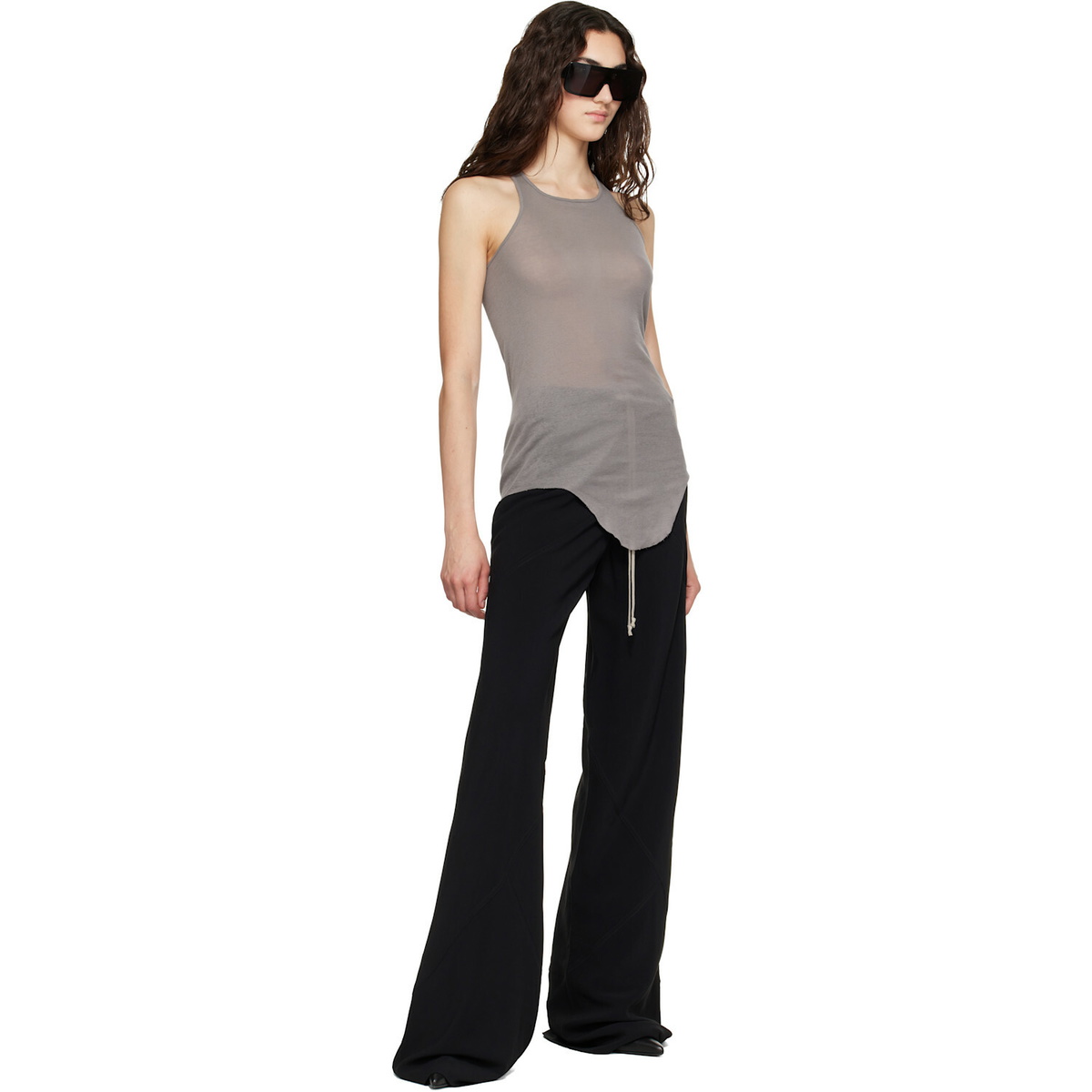 Rick Owens Gray Tower Basic Rib Tank Top