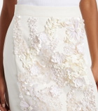 Plan C Embellished cotton drill midi skirt