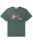 Maison Kitsuné - LINE FRIENDS Logo-Print Cotton-Jersey T-shirt - Green