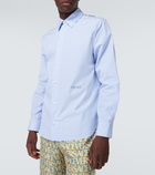 Versace Embroidered pinstriped cotton shirt