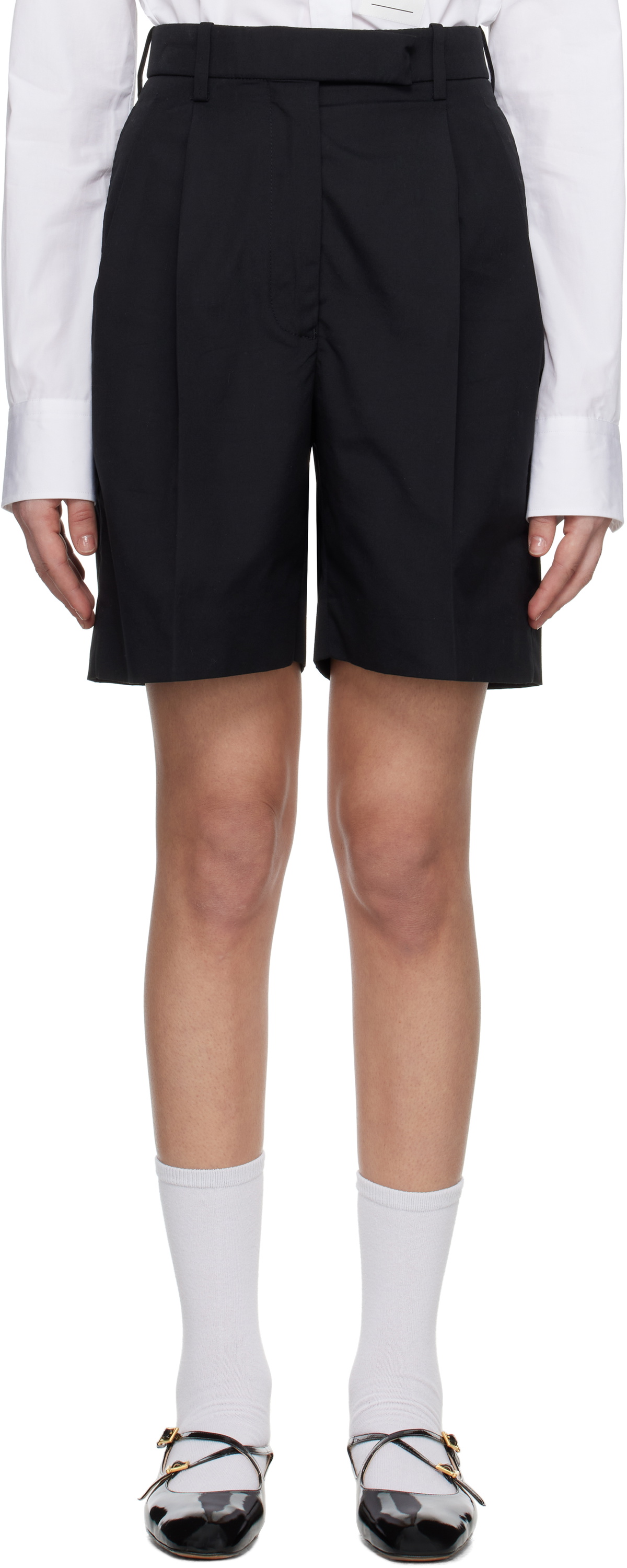 Thom Browne Black Typewriter Cloth Double Pleat Shorts