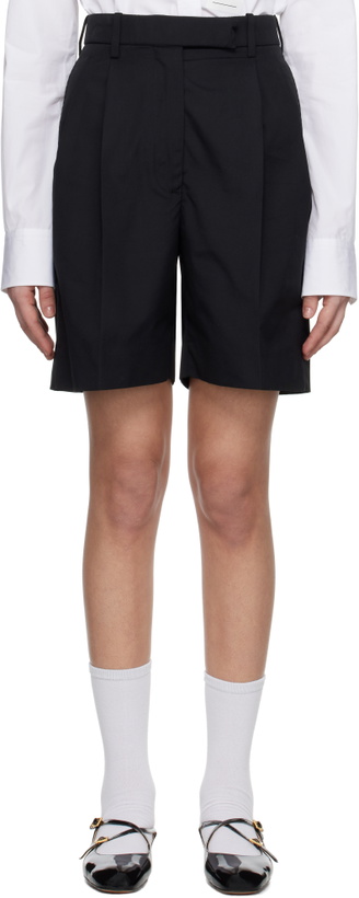 Photo: Thom Browne Black Typewriter Cloth Double Pleat Shorts