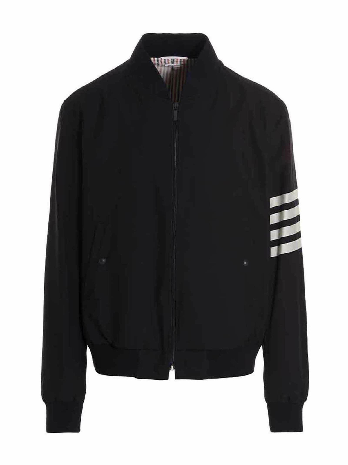 Thom Browne Navy 4-Bar Bomber Jacket Thom Browne