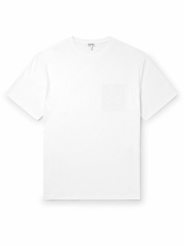 Photo: LOEWE - Logo-Appliquéd Cotton-Jersey T-Shirt - White