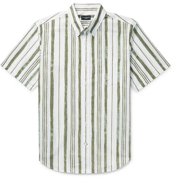Photo: Club Monaco - Slim-Fit Button-Down Collar Striped Cotton Shirt - Green