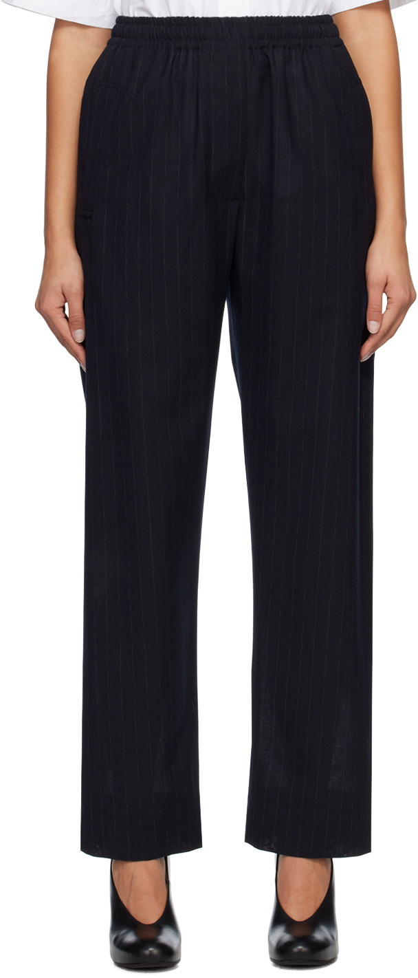 Margaret Howell Navy Pinstriped Trousers