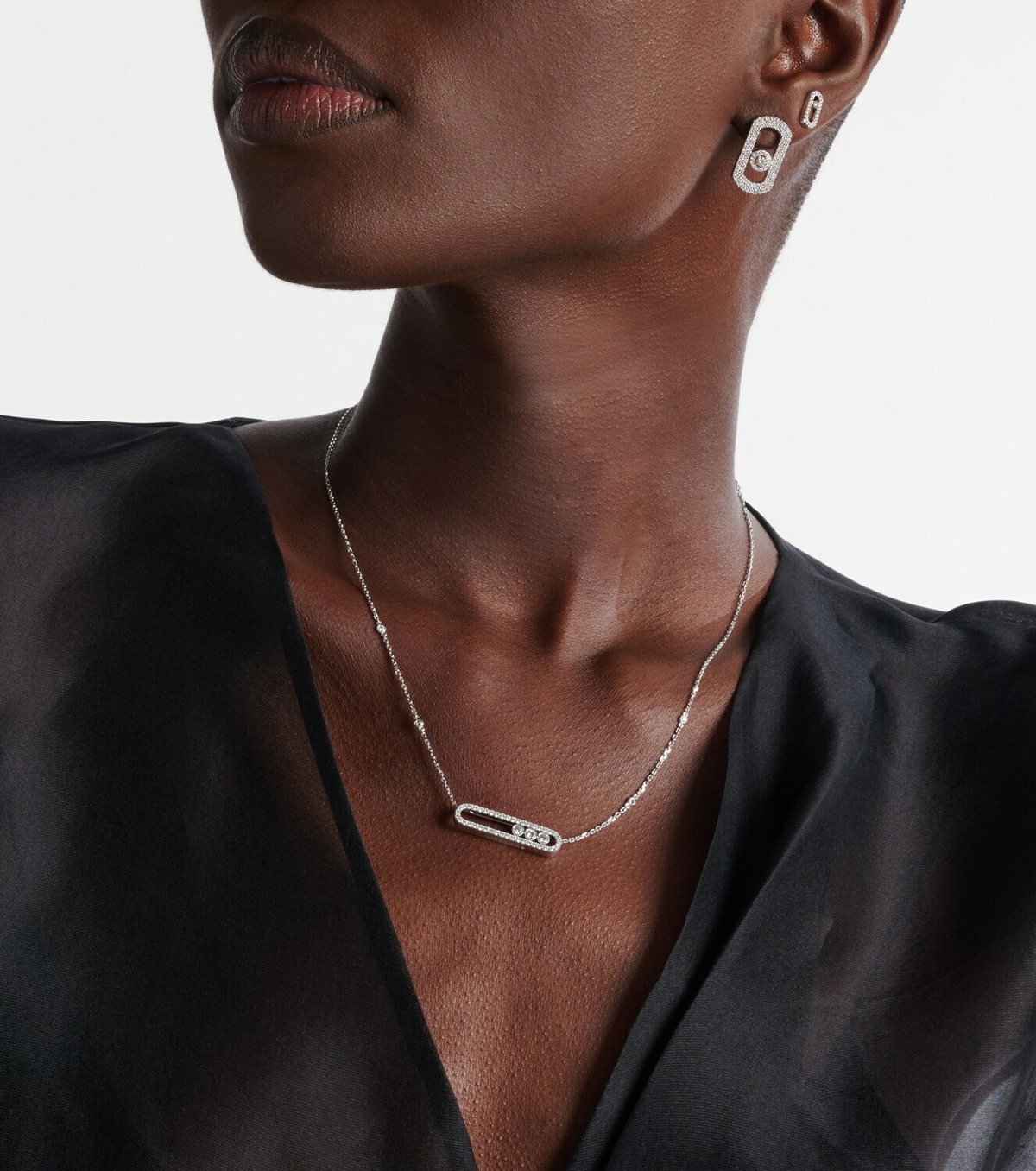 Messika Move 18kt white gold necklace with diamonds