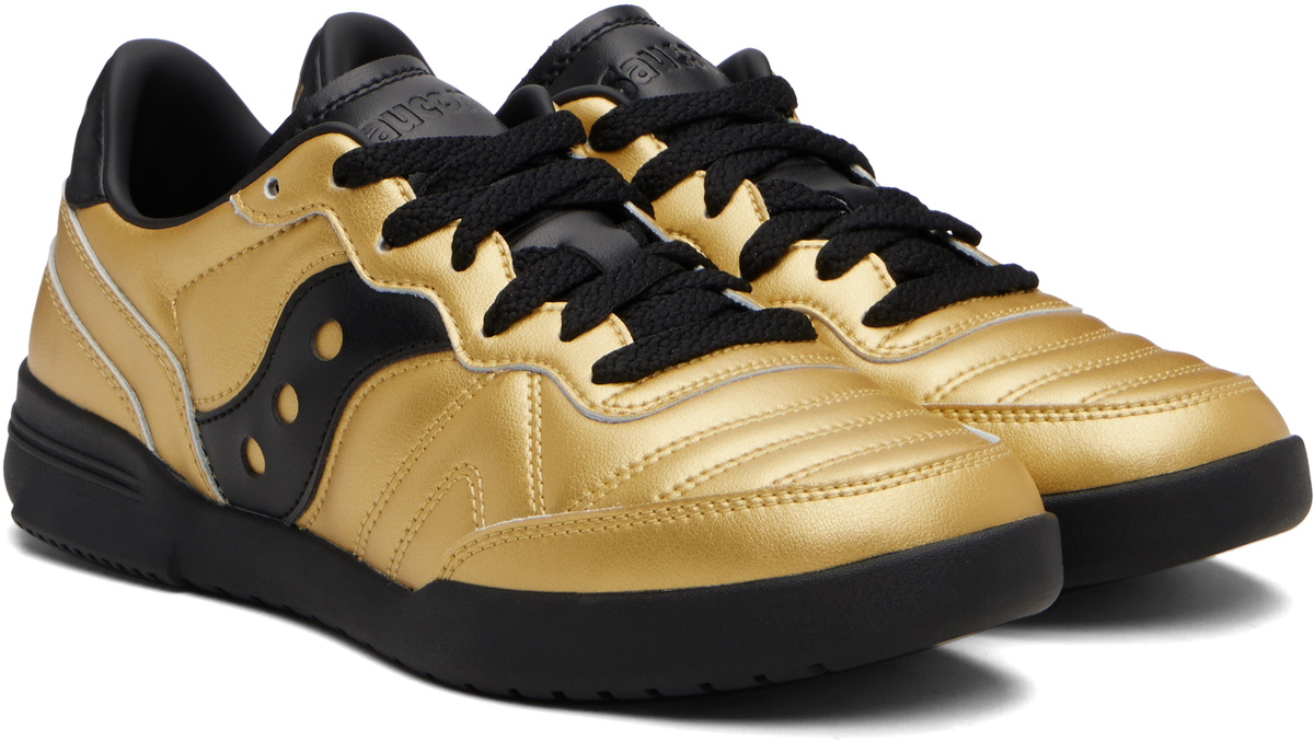 Saucony Gold & Black 586i Leather Sneakers