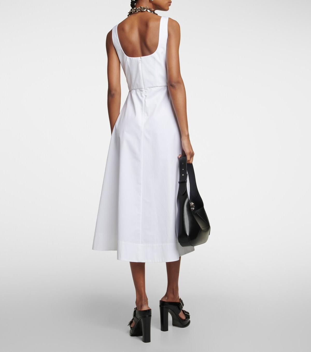 Alexander McQueen - Cotton poplin midi dress Alexander McQueen