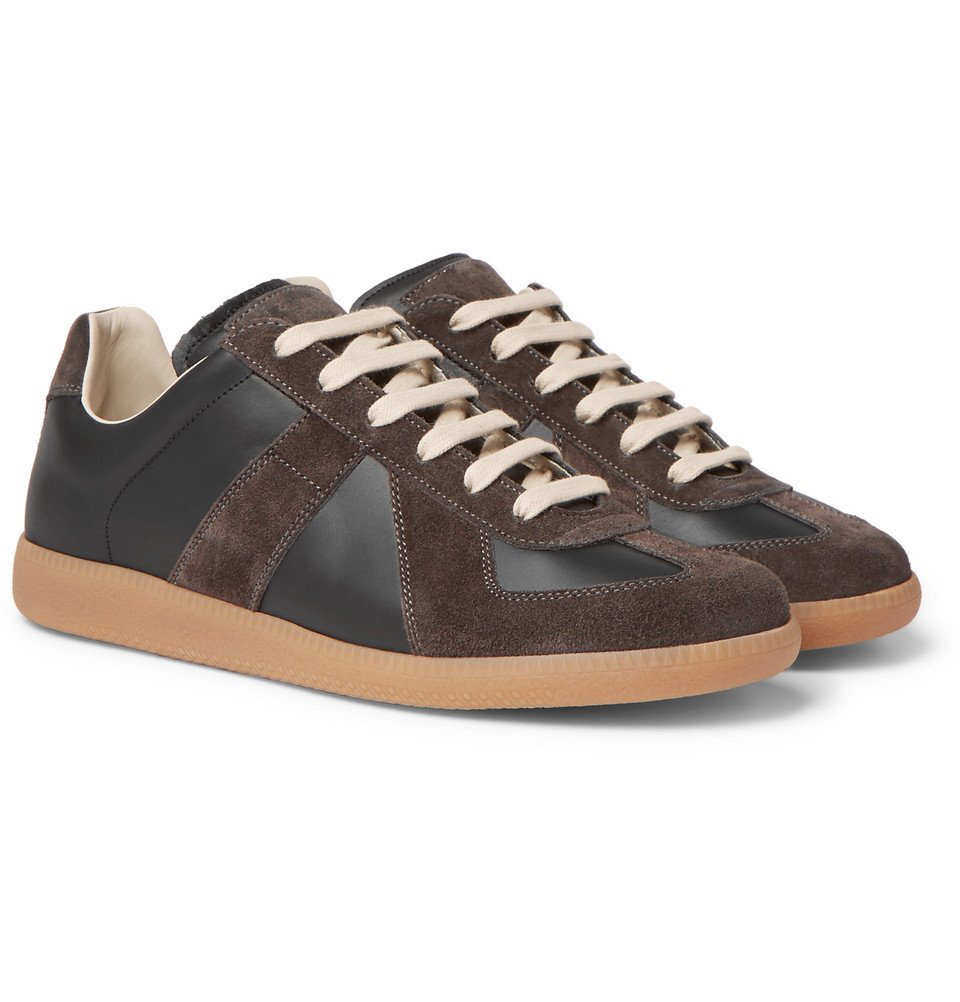 Kenya Turbulens konvergens Maison Margiela - Replica Leather and Suede Sneakers - Men - Black Maison  Margiela