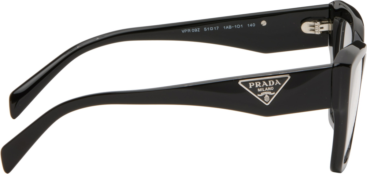 Prada Eyewear Black Symbole Rectangle Acetate Glasses