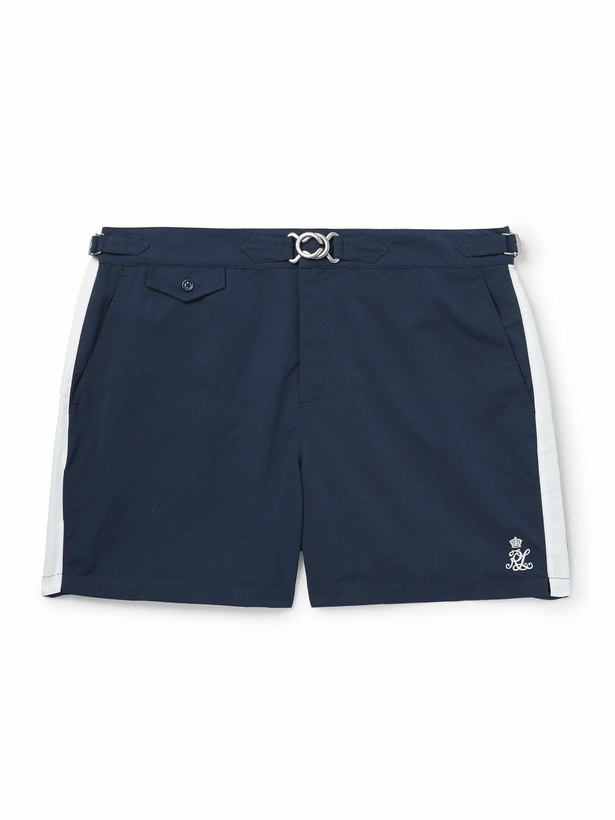 Photo: Ralph Lauren Purple label - Straight-Leg Mid-Length Striped Swim Shorts - Blue