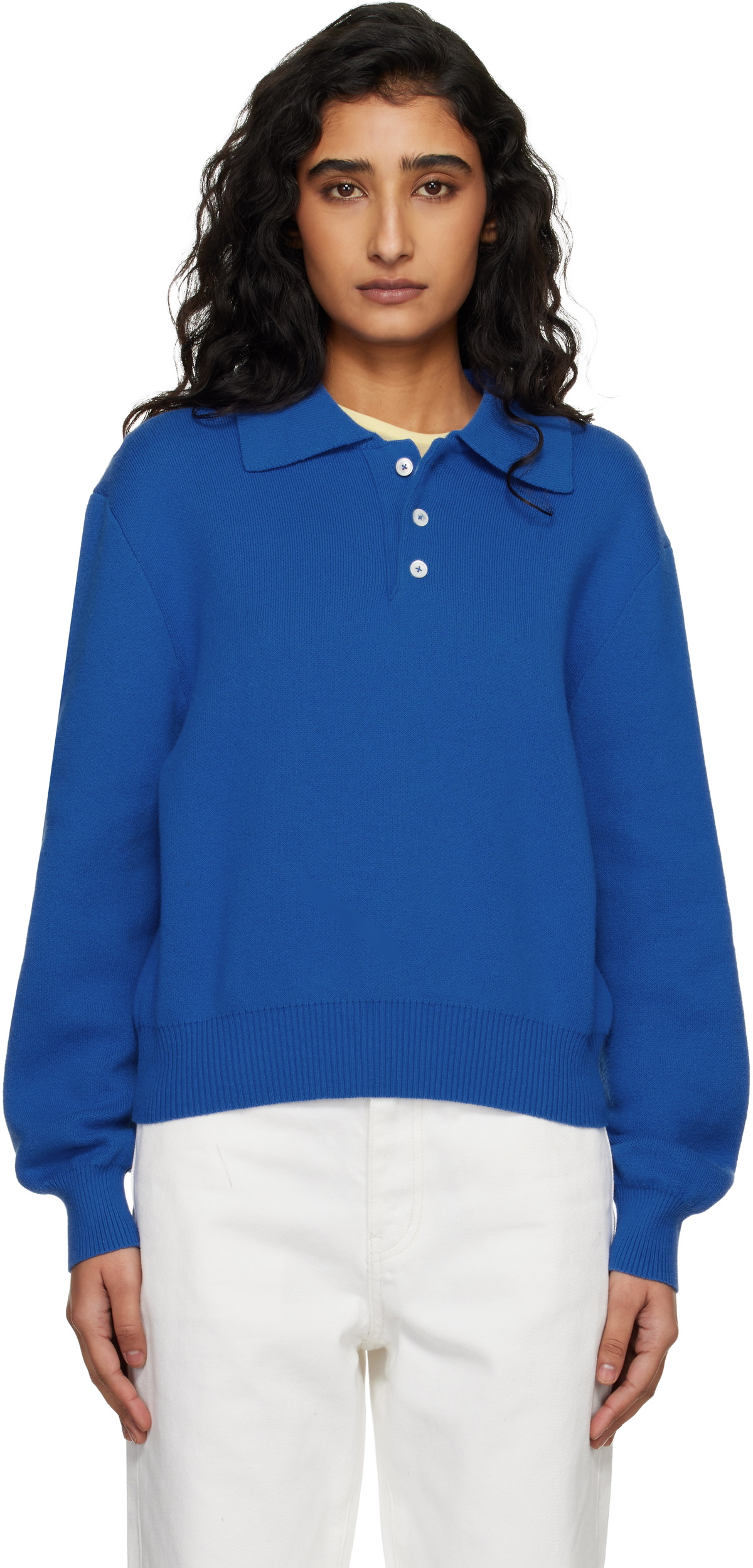 Dunst Blue Cashmere Collared Sweater Polo