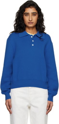Dunst Blue Cashmere Collared Sweater Polo