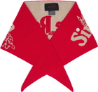 Simone Rocha Red & Beige Graphic Logo Knit Neckerchief Scarf