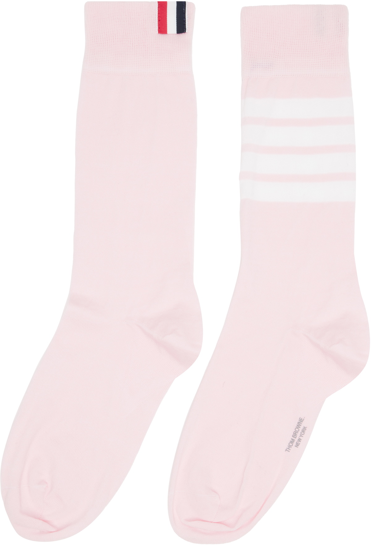 Thom Browne Pink Cotton 4-Bar Mid Calf Socks