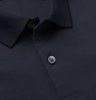 Theory - Contrast-Tipped Pima Cotton-Blend Piqué Polo Shirt - Midnight blue