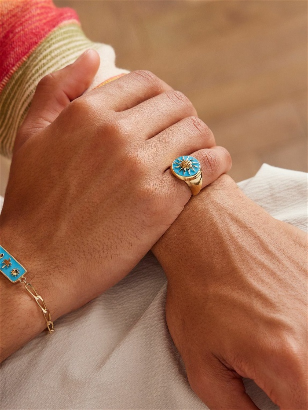 Photo: Yvonne Léon - Soleil Gold, Citrine and Turquoise Signet Ring - Blue