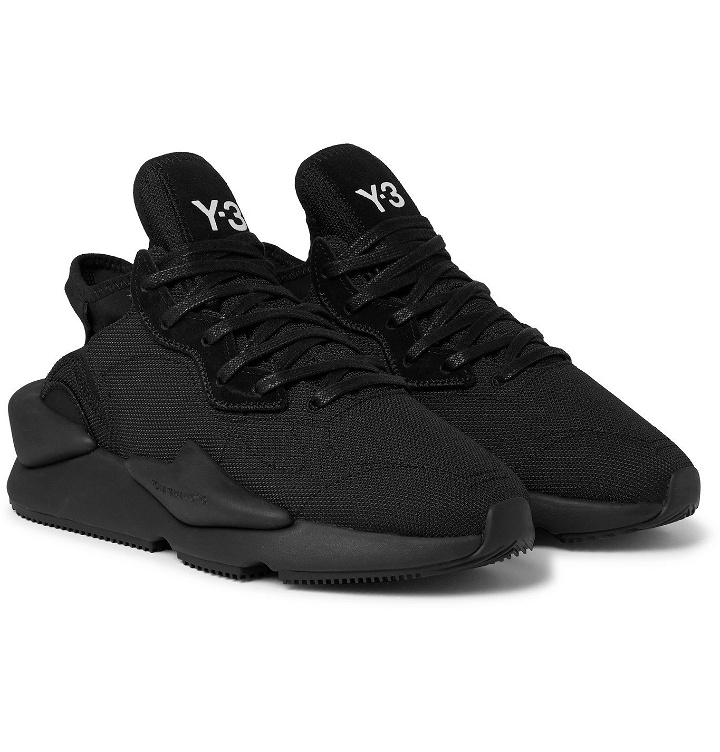 Photo: Y-3 - Kaiwa Suede-Trimmed Canvas and Neoprene Sneakers - Black