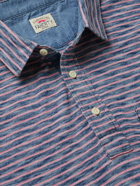 FAHERTY - Striped Slub Cotton-Jersey Polo Shirt - Blue