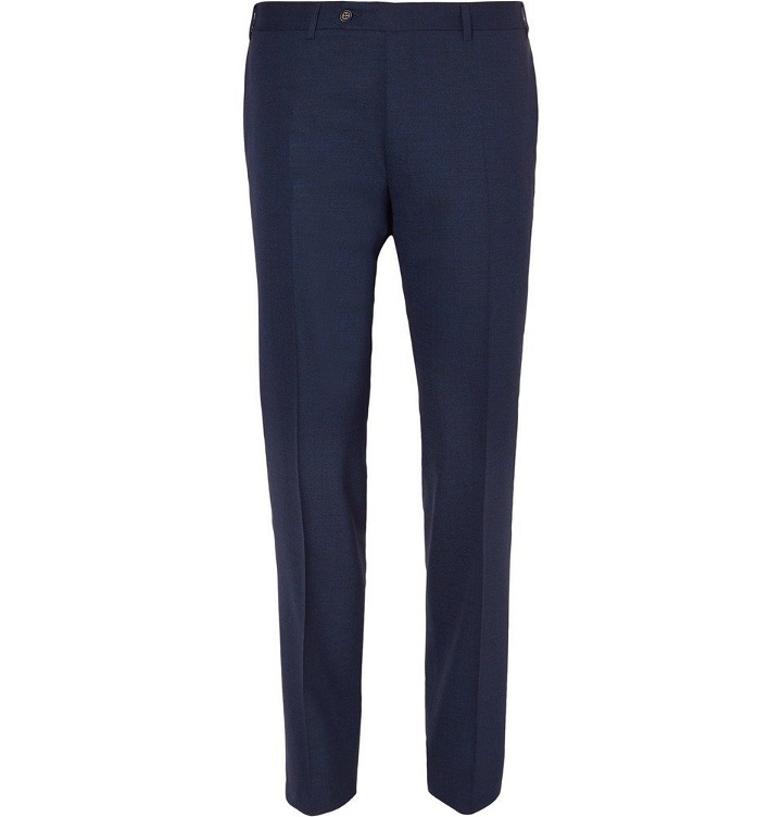 Photo: Canali - Navy Slim-Fit Mélange Stretch-Wool Suit Trousers - Navy