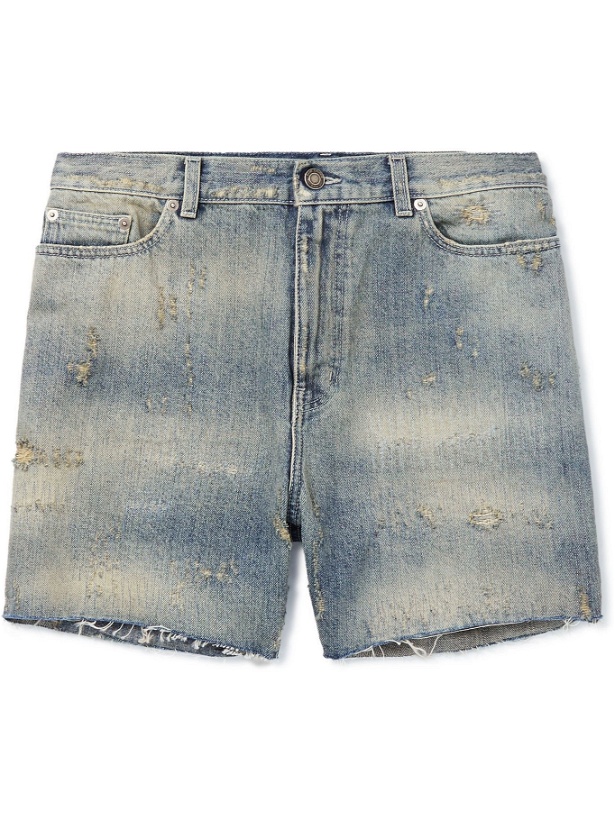 Photo: SAINT LAURENT - Distressed Denim Shorts - Blue