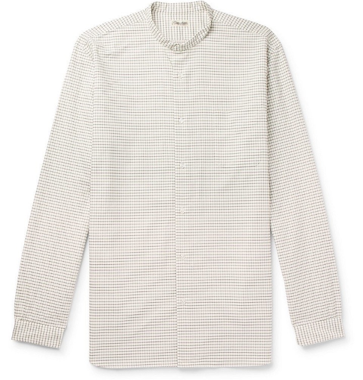 Photo: Camoshita - Grandad-Collar Checked Cotton Shirt - Men - Neutral