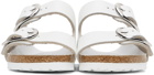 Birkenstock White Leather Narrow Big Buckle Arizona Sandals