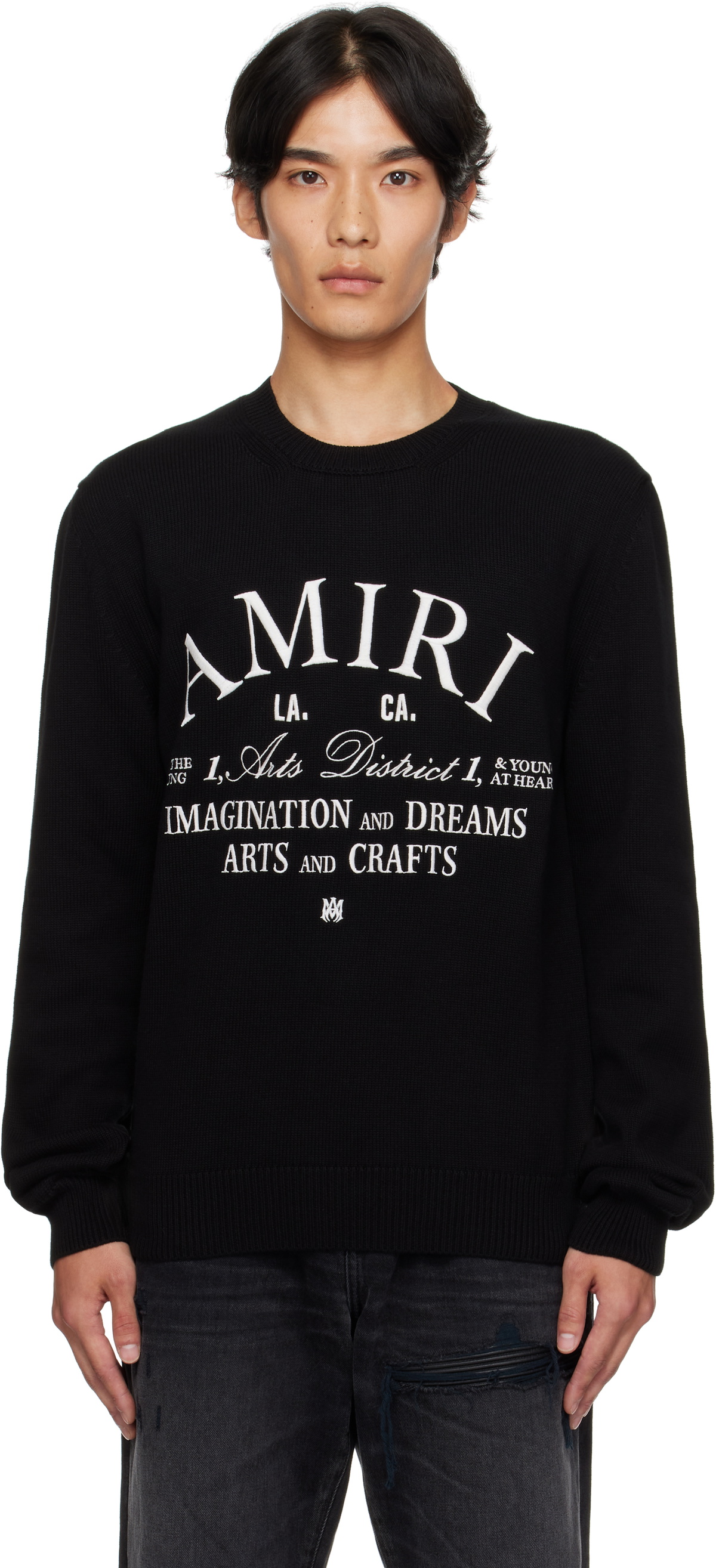 スウェット・トレーナー AMIRI Men Sweater Black AMJYTE1076 BLACK AMIRI Men's Script Logo Crew Sweatshirt- Black | eBay