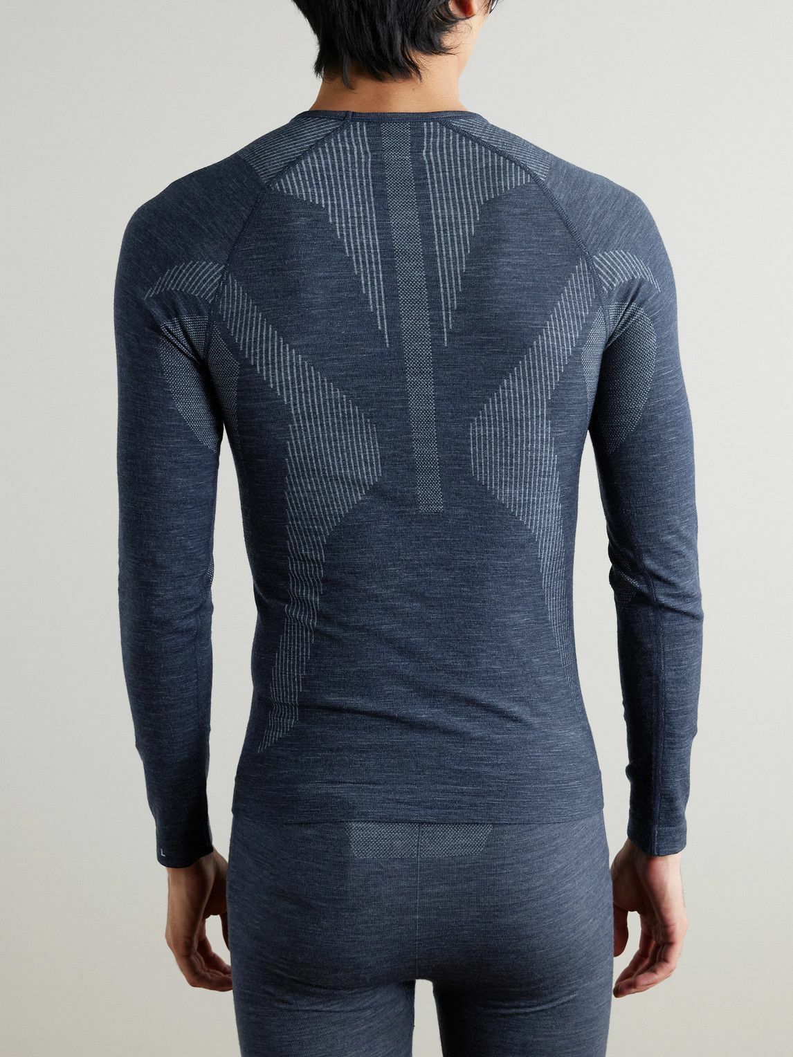 Falke - Printed Virgin Wool-Blend Ski Base Layer - Blue