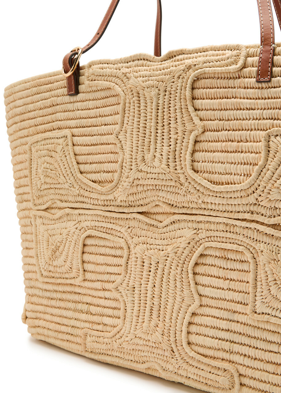 Tory Burch Ella Large Logo-embroidered Raffia Tote bag - Natural - One Size