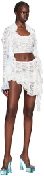 Ester Manas White Ruched Cardigan