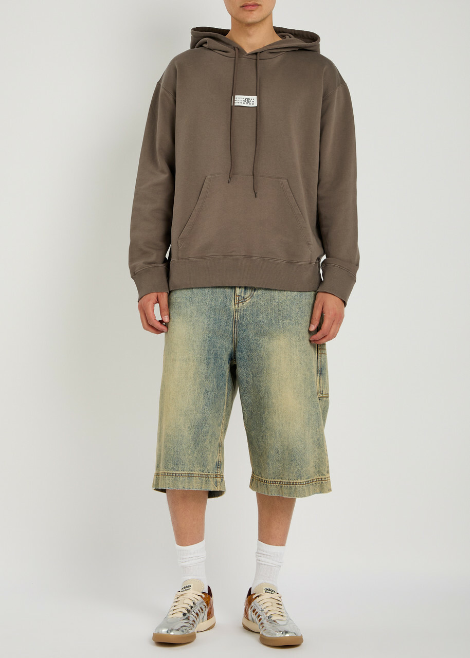 MM6 BY Maison Margiela Label Logo Cotton Hooded Sweatshirt Brown
