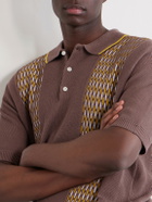 Beams Plus - Jacquard-Knit Ramie and Cotton-Blend Polo Shirt - Brown