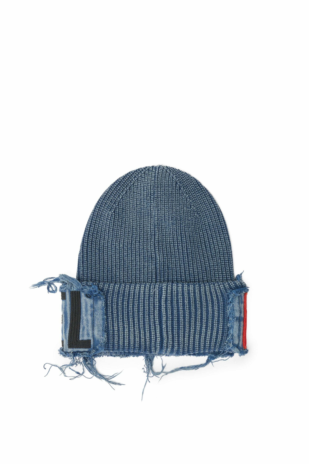 Diesel Denim effect beanie with bold patch detail - Knit caps - Unisex - Blue