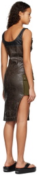 Andersson Bell Khaki Sadie Faux-Leather Midi Dress