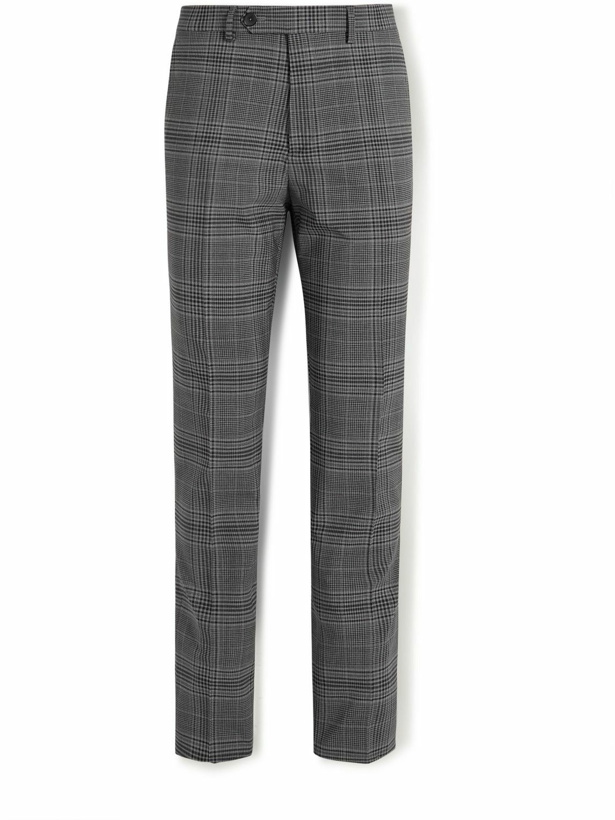 Photo: Mr P. - Slim-Fit Checked Virgin Wool-Blend Trousers - Gray