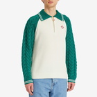 Casablanca Men's Cable Knit Zip Up in Green/White