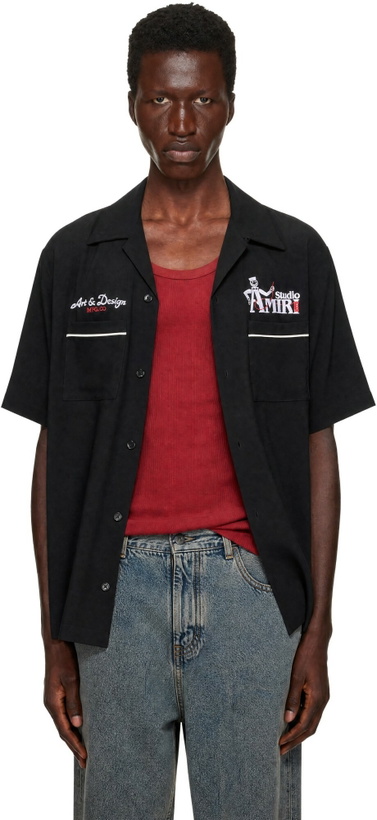 Photo: AMIRI Black 'AMIRI Studio' Crepe Camp Shirt