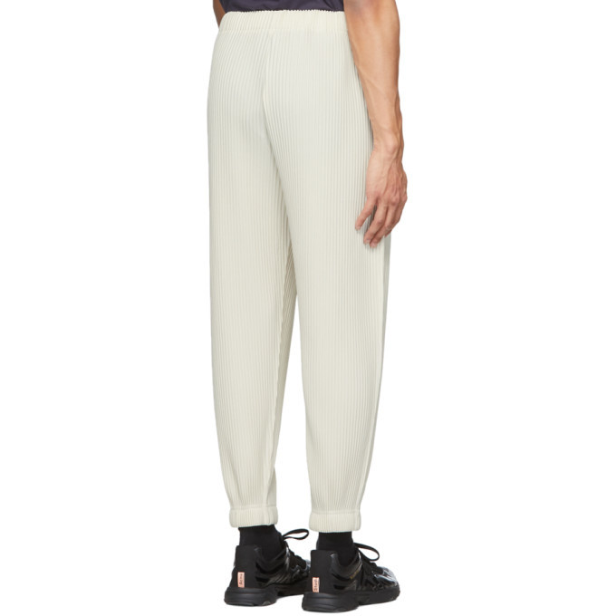 Homme Plisse Issey Miyake Off-White Pleated Trousers Homme