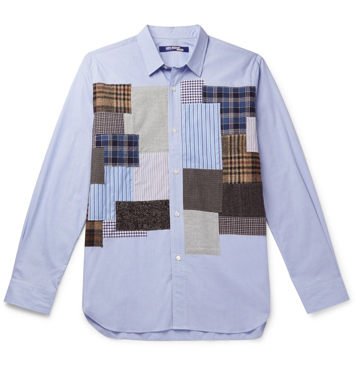 Photo: Junya Watanabe - Tweed-Trimmed Patchwork Cotton Shirt - Blue