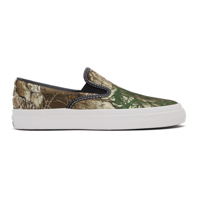 Photo: Converse Khaki and Brown Real Tree One Star CC Pro Slip-On Sneakers