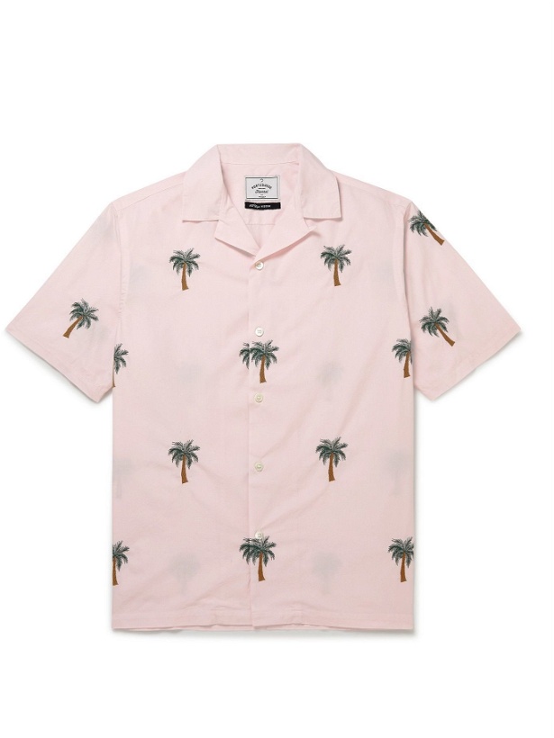 Photo: Portuguese Flannel - Camp-Collar Embroidered Cotton-Poplin Shirt - Pink