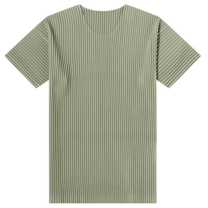Photo: Homme Plissé Issey Miyake Men's Pleated T-Shirt in Sage Green