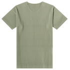 Homme Plissé Issey Miyake Men's Pleated T-Shirt in Sage Green