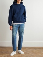 SAINT LAURENT - Logo-Embroidered Cotton-Jersey Hoodie - Blue